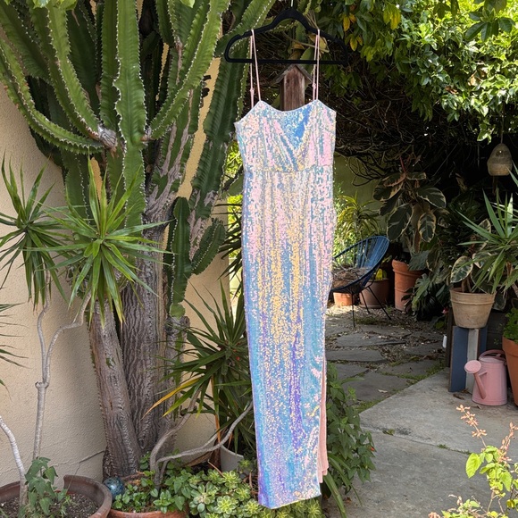 NBD Iridescent Sequin White Spaghetti Strap Dress - Picture 3 of 16